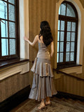Niulatu Mermaid Spaghetti Straps Gray Long Length Evening Dress Prom Dresses SD2827