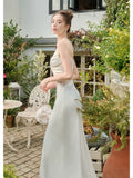Niulatu Mermaid Spaghetti Straps White Long Length Evening Dress Prom Dresses SD2828
