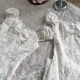 Niulatu A line Sweetheart Cap Sleeves Blue Floral Dress Long Holiday Dresses SD282