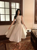 Niulatu A Line Scoop Neckline White Ankle Length Evening Dress Prom Dresses SD2831