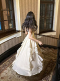 Niulatu A Line Spaghetti Straps Chiffon Ankle Length Evening Dress Prom Dresses SD2832