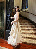 Niulatu A Line Spaghetti Straps Chiffon Ankle Length Evening Dress Prom Dresses SD2832
