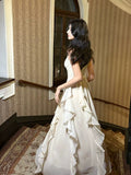 Niulatu A Line Spaghetti Straps Chiffon Ankle Length Evening Dress Prom Dresses SD2832
