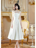 Niulatu Sheath Square Neckline White Evening Dress Lace Prom Dresses SD2833