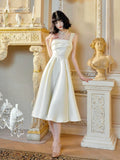 Niulatu Sheath Square Neckline White Evening Dress Lace Prom Dresses SD2833