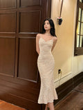 Niulatu Mermaid Spaghetti Straps Sequin Ankle Length Evening Dress Prom Dresses SD2834