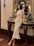 Niulatu Mermaid Spaghetti Straps Sequin Ankle Length Evening Dress Prom Dresses SD2834