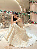 Niulatu A Line Spaghetti Straps Neckline Satin Evening Dress Lace Prom Dresses SD2839