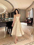 Niulatu A Line Spaghetti Straps Neckline Satin Evening Dress Lace Prom Dresses SD2839