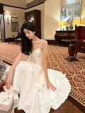 Niulatu Mermaid Spaghetti Straps Long Length White Evening Dress Prom Dresses SD2840