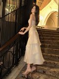 Niulatu Mermaid Spaghetti Straps Long Length White Evening Dress Prom Dresses SD2840