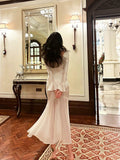 Niulatu Mermaid Squere Neckline Satin Ankle Length Evening Dress Prom Dresses SD2841