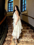 Niulatu A Line Halter Neckline Chiffon Ruffles Evening Dress Prom Dresses SD2843