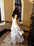 Niulatu A Line Halter Neckline Chiffon Ruffles Evening Dress Prom Dresses SD2843