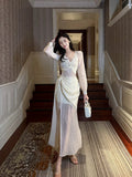 Niulatu Mermaid V Neckline Chiffon Ankle Length Evening Dress Prom Dresses SD2845