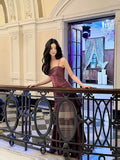 Niulatu Mermaid Spaghetti Straps Long Length Grape Evening Dress Prom Dresses SD2848