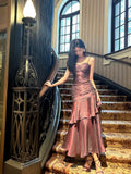 Niulatu Mermaid Spaghetti Straps Long Length Grape Evening Dress Prom Dresses SD2848