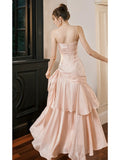 Niulatu Mermaid Spaghetti Straps Long Length Blush Pink Evening Dress Prom Dresses SD2854