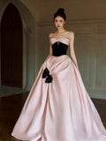 Niulatu Ball Gown Sweetheart Neckline Pink Satin Evening Dress Prom Dresses SD2857