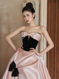 Niulatu Ball Gown Sweetheart Neckline Pink Satin Evening Dress Prom Dresses SD2857
