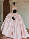 Niulatu Ball Gown Sweetheart Neckline Pink Satin Evening Dress Prom Dresses SD2857