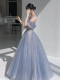 Classy Ball Gown Spaghetti Straps Sequin Evening Dress Long Prom Dresses HZ1214
