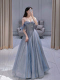 Classy Ball Gown Spaghetti Straps Sequin Evening Dress Long Prom Dresses HZ1214