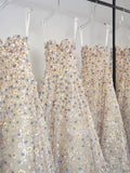 Classy Elegant Ball Gown Sweetheart White Flowers Tulle Long Prom Dresses HZ1214