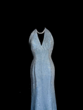 Niulatu Mermaid Halter Neck Blue Sequin Prom Gown Fairy Prom Dresses SD2905