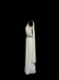 Niulatu A line Square Neckline White Chiffon Prom Dress Ruffle Long Party Dress SD2906