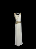 Niulatu A line Square Neckline White Chiffon Prom Dress Ruffle Long Party Dress SD2906