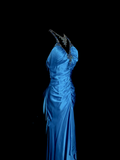 Niulatu Mermaid Halter Neck Royal Blue Satin Backless Prom Gown Fairy Prom Dresses SD2907