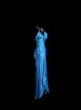 Niulatu Mermaid Halter Neck Royal Blue Satin Backless Prom Gown Fairy Prom Dresses SD2907