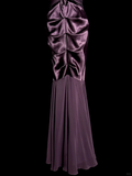 Niulatu Mermaid V Neckline Chiffon Grape Evening Dress Prom Dresses SD2909