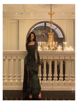 Niulatu Sheath Square Neckline Long Sleeves Green Long Prom Dresses Birthday Dress SD290