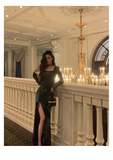 Niulatu Sheath Square Neckline Long Sleeves Green Long Prom Dresses Birthday Dress SD290