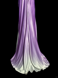 Niulatu A line Halter Neckline Lilac Satin Prom Dress Ruffle Long Party Dress SD2910