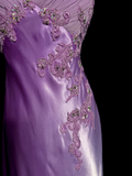 Niulatu A line Halter Neckline Lilac Satin Prom Dress Ruffle Long Party Dress SD2910