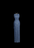 Niulatu Mermaid Boat Neck Blue Sequin Backless Prom Gown Fairy Prom Dresses SD2911