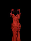 Niulatu Mermaid Halter Neckline Red Satin Prom Dress Ruffle Long Party Dress SD2912