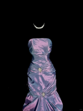 Niulatu Mermaid Strapless Neckline Grape Taffeta Prom Dress Ruffle Long Party Dress SD2916