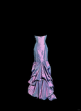 Niulatu Mermaid Strapless Neckline Grape Taffeta Prom Dress Ruffle Long Party Dress SD2916