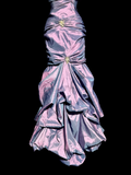 Niulatu Mermaid Strapless Neckline Grape Taffeta Prom Dress Ruffle Long Party Dress SD2916