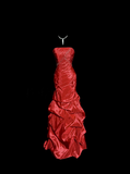 Niulatu Mermaid Strapless Neckline Red Taffeta Prom Dress Ruffle Long Party Dress SD2917