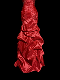 Niulatu Mermaid Strapless Neckline Red Taffeta Prom Dress Ruffle Long Party Dress SD2917
