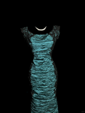 Niulatu Mermaid Square Neckline Blue Taffeta Prom Dress Ruffle Long Party Dress SD2918