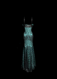 Niulatu Mermaid Spaghetti Straps Green Prom Dress Long Party Dress SD2919