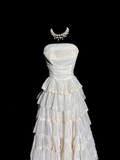 Niulatu Ball Gown Strapless White Lace Prom Gown Fairy Prom Dresses SD2921