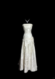 Niulatu A line Strapless White Lace Prom Gown Fairy Prom Dresses SD2922