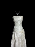 Niulatu A line Strapless White Lace Prom Gown Fairy Prom Dresses SD2922